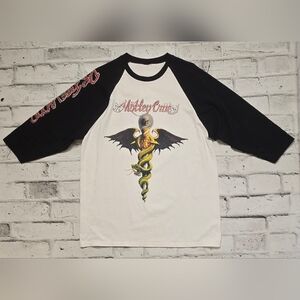 Mötley Crüe Dr. Feelgood Raglan Tee | Rare 3/4 Sleeve Band Shirt L